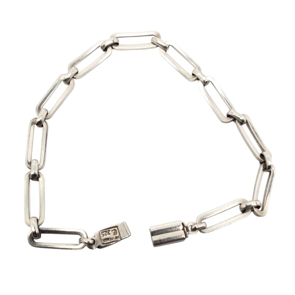 Mexico Sterling Silver Paper Clip Link Bracelet #21200 - Picture 7 of 10